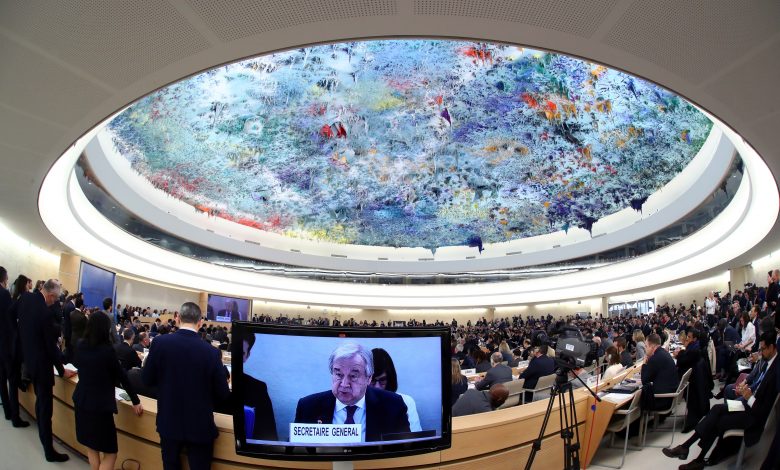 مشهد عام خلال إحدى جلسات مجلس حقوق الإنسان بالأمم المتحدة بجينيف، سويسرا، 24 فبراير، 2020. رويترز، دينيس باليبوز.