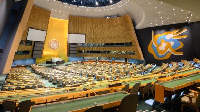 Interior of the United Nations General Assembly in New York, 21 May 2012. Source: Sean Pavone/ Alamy via Reuters.
