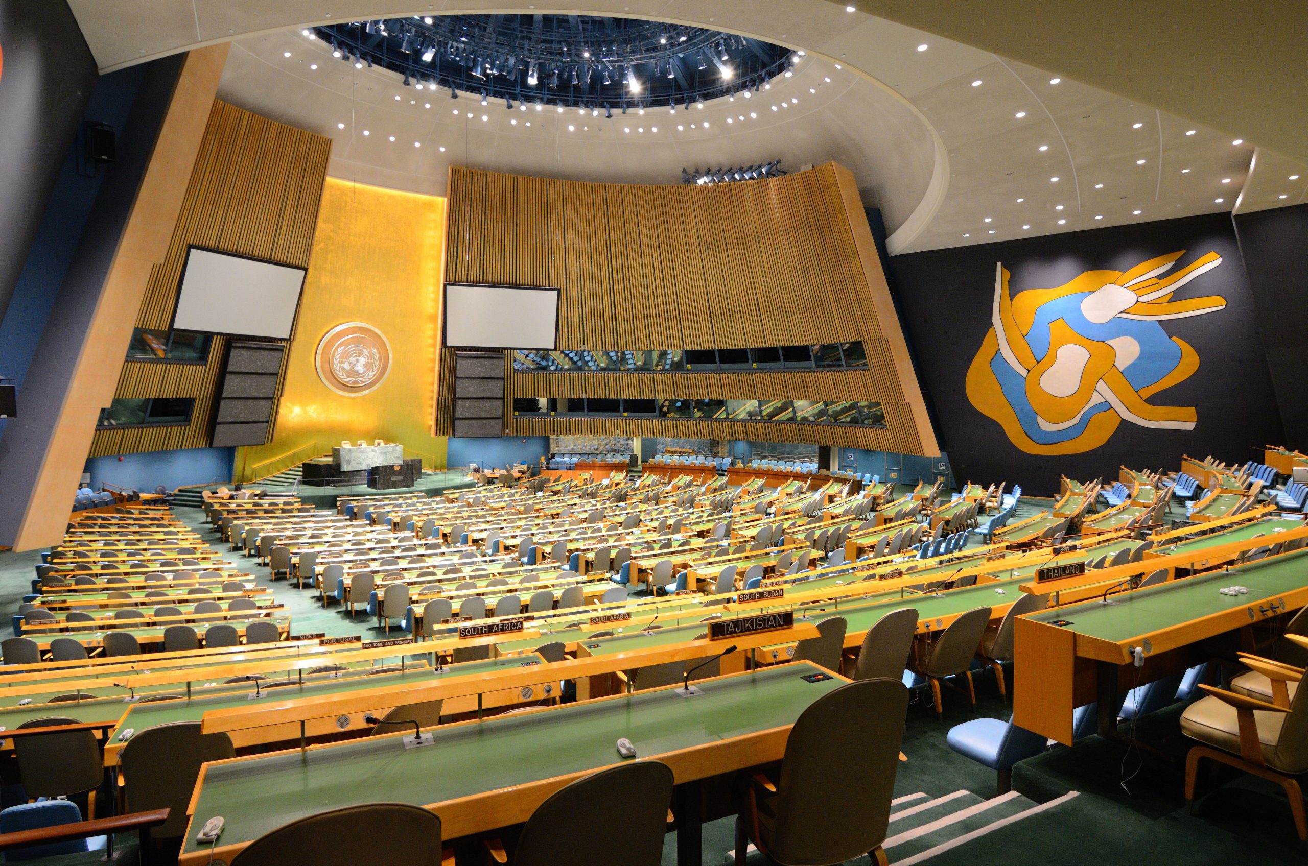 Interior of the United Nations General Assembly in New York, 21 May 2012. Source: Sean Pavone/ Alamy via Reuters.