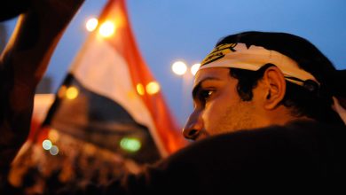 Egyptians protesting at Tahrir Square during the 'Million March' to demand the end of the Mubarak regime, February 1, 2011. Hans Lucas via Reuters.