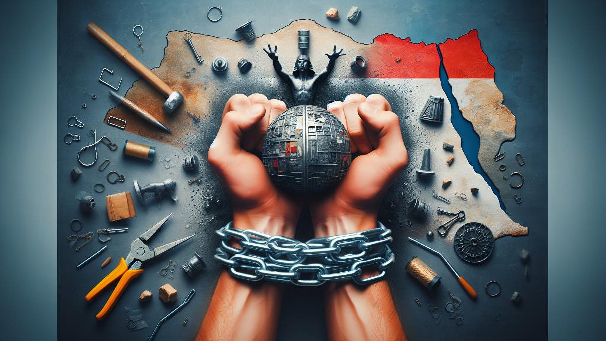 An illustration representing the censorship of creative industry in Egypt through cultural hegemony and patriarchy, 4 July 2024. Source: Shutterstock AI-generated content.