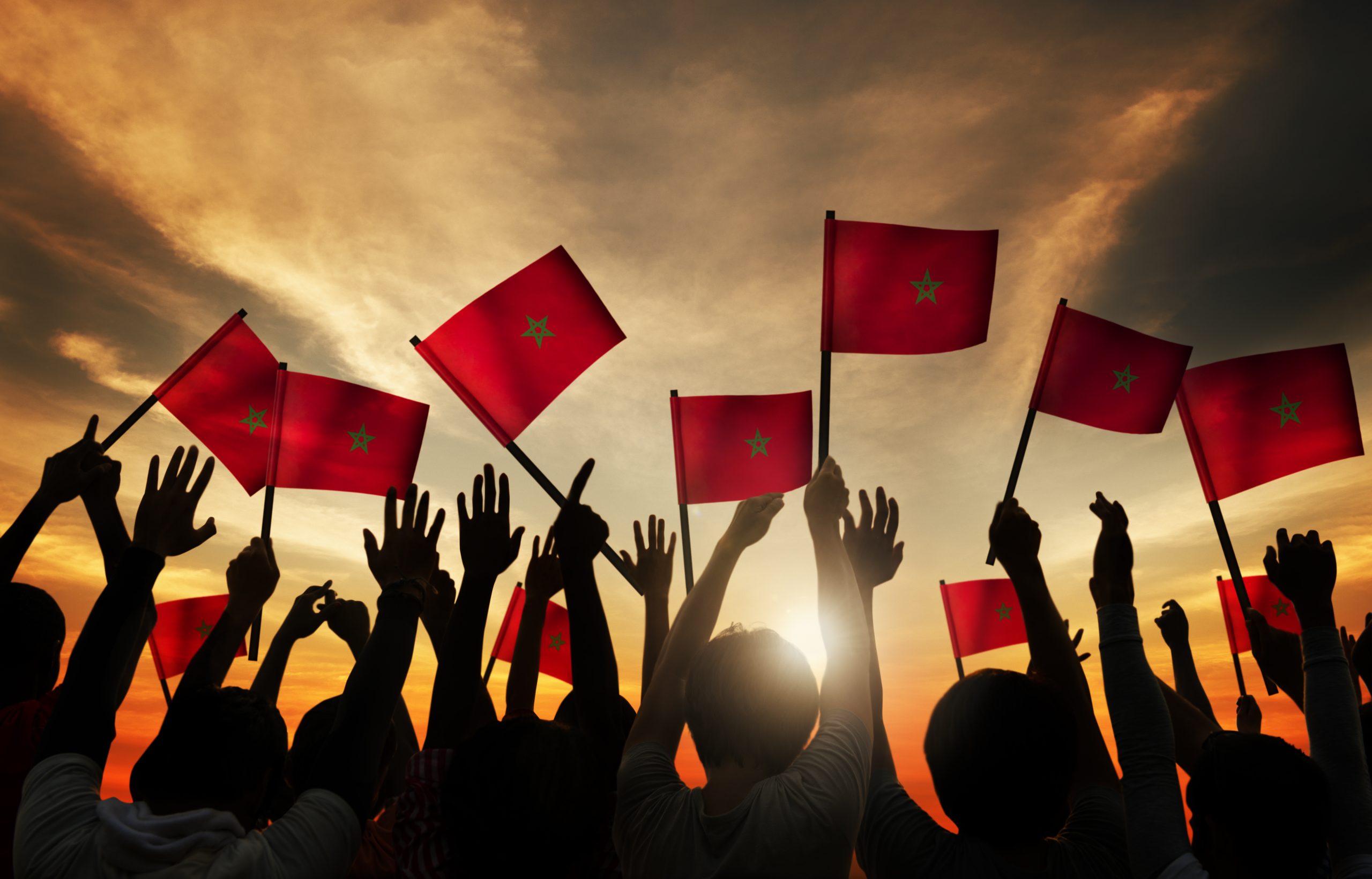 An illustration of people protesting while holding the Moroccan flag, 24 September 2014. Source: Rawpixel.com via Shutterstock.