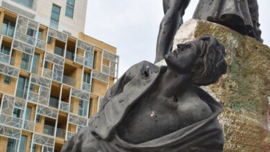 An image of the Martyrs’ Square statue in Beirut (inaugurated in 1960), commemorating those executed by Ottoman authorities in May 1916, 21 January 2020. Source: Stéphanie Crocq via Shutterstock.