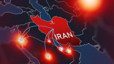 Illustration depicting Iran and strike trajectories toward Gulf states, 11 March 2026. Source: FabrikaSimf via Shutterstock.